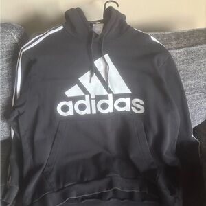 Adidas Men's Black and White Hoodie